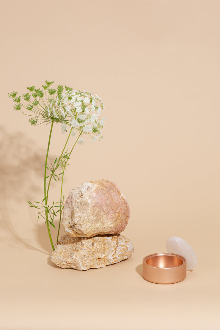 Rose gold and clear quartz crystal trinket box