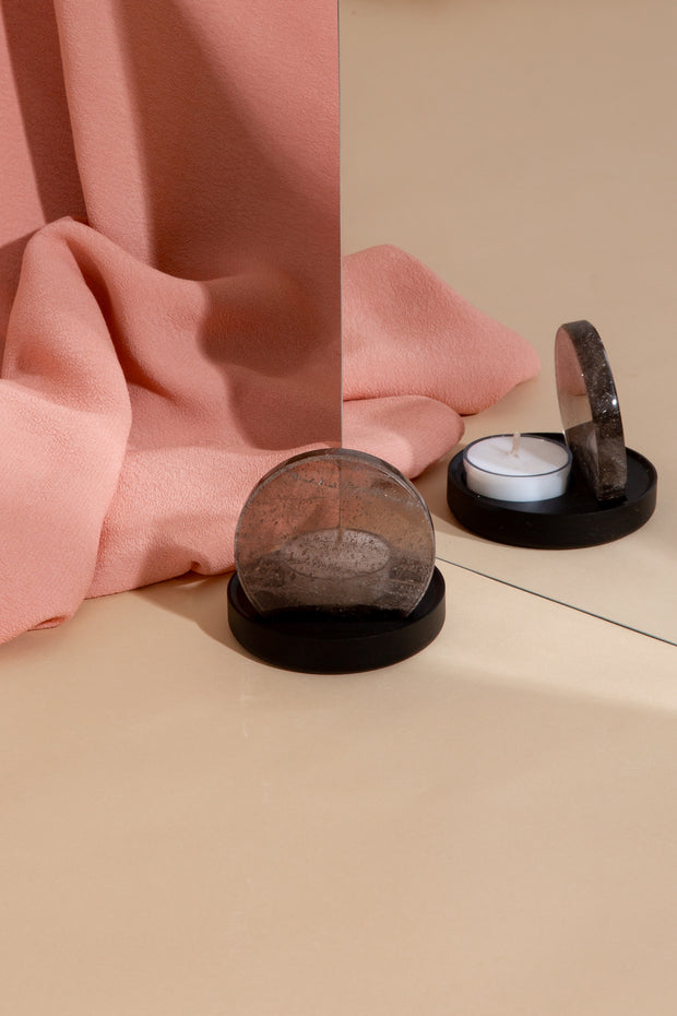 Smokey quartz tea light candle holder