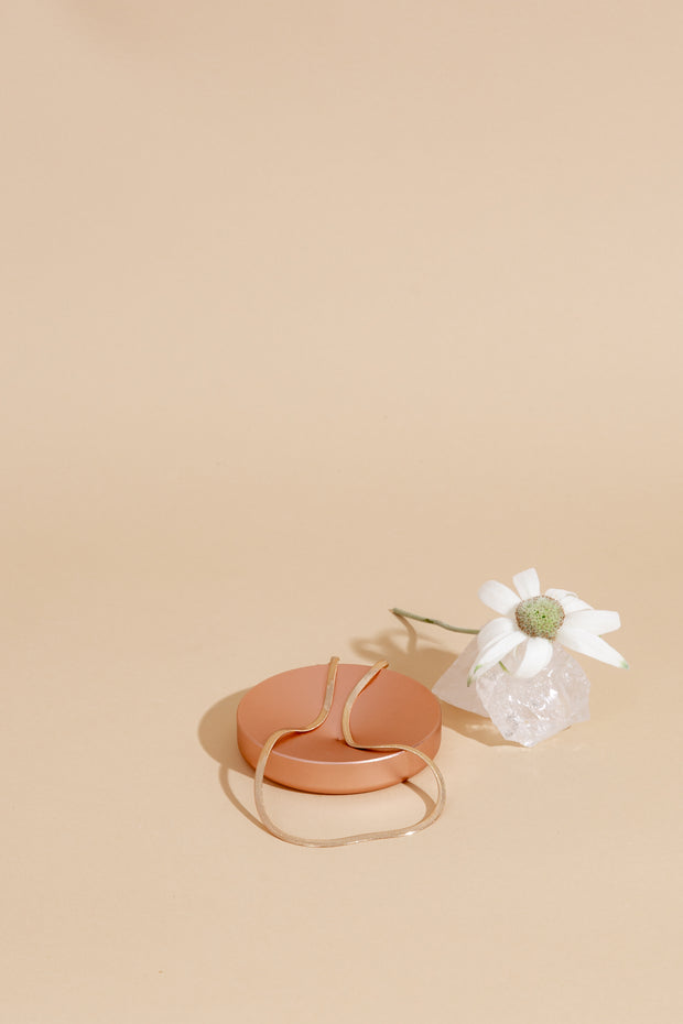 Rose Gold Trinket Tray with raw Crystal Quartz 